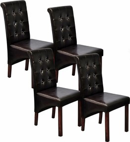Zestaw 4 pikowanych krzeseł z ekoskóry wenge D6-M31