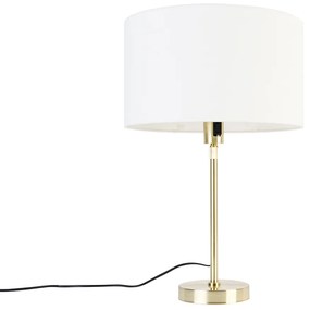 Lampa stołowa złota regulowana z kloszem białym 35 cm - ParteDesignerski Oswietlenie wewnetrzne