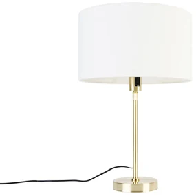 Lampa stołowa złota regulowana z białym kloszem 35 cm - ParteDesignerski Oswietlenie wewnetrzne