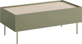 Stolik kawowy Desin 120 cm z szufladami - oliwka / dąb nagano
