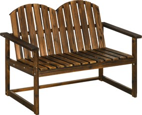 Outsunny Ławka ogrodowa 2-osobowa z oparciem i podłokietnikami Wytrzymała do 240 kg Wypalany wygląd | Aosom PL