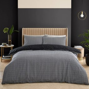 Czarna pościel dwuosobowa 230x220 cm Artemis Greek Key – Catherine Lansfield