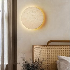 Natural 2 – okrągły kinkiet średnica 30cm z naturalnego trawertynu z regulacją barwy światła LED