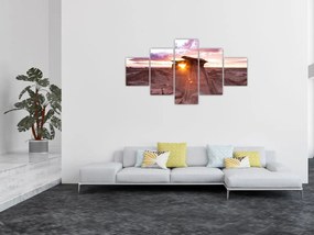 Obraz - zachód słońca na pustyni (125x70 cm)