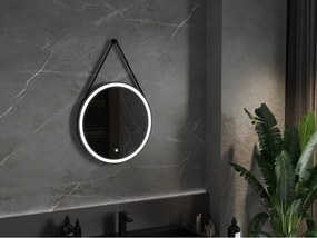 Mexen Reni lustro łazienkowe podświetlane, okrągłe 60 cm, LED 6000K, antypara, rama czarna - 9812-060-060-611-70