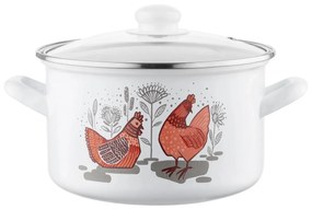 Emalia Pleszew Garnek emaliowany z pokrywką Rubinka, 20 cm, 3,7 l, śred. 20 cm