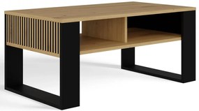 Ława Z Lamelami I Półką Dąb Artisan + Czarny T2-B31