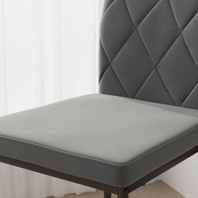 HOMCOM Zestaw 4 nowoczesnych krzeseł do jadalni w aksamitnym wykończeniu z metalowymi nogami, dla jadalni, sypialni, kuchni, Szary