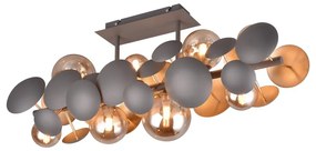 Lampa sufitowa w szaro-złotym kolorze ze szklanym kloszem 76x22 cm Bubble – Trio Select