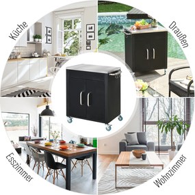 Homcom Wózek do grillowania - wózek na grill, mały wózek na grill, duży wózek na grill, wózek na grill dla ogrodu, Stal Szlachetna Czarny | Aosom PL