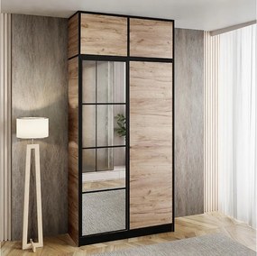 Szafa dwudrzwiowa z lustrem COSTA 2D DĄB CRAFT ZŁOTY z nadstawką