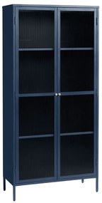 Ciemnoniebieska metalowa witryna 90x190 cm Bronco – Unique Furniture
