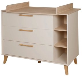 Kremowa/w naturalnym kolorze komoda dziecięca w dekorze dębu z przewijakiem 117x103x78 cm Jil – Roba