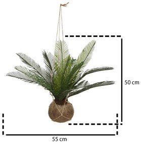 Palma sztuczna w doniczce z kokosa, wisząca, wys. 50 cm