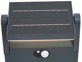 Zewnetrzna Zewnętrzna lampa słupkowa ciemnoszara z czujnikiem ruchu 60 cm IP54 Solarna - Judge Nowoczesny Oswietlenie zewnetrzne