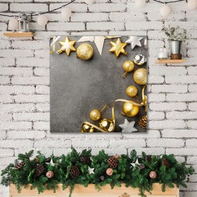 Obraz na Płótnie Złote Gwiazdki Bombki Święta