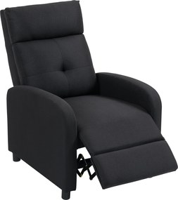 HOMCOM Fotel relaksacyjny z funkcją leżenia, wysuwany podnóżek, system kieszeniowych sprężyn, do 150 kg, czarny | Aosom PL