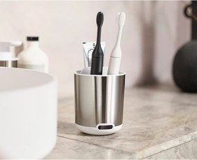 Kubek na szczoteczki do zębów ze stali nierdzewnej w kolorze srebra Duo Steel – Joseph Joseph
