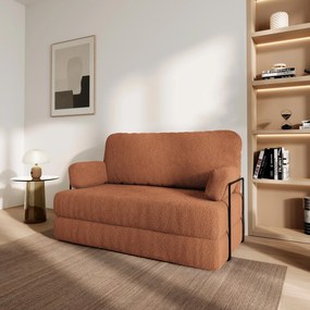 Masseno Sofa piankowa KESTE z funkcją spania, Kanapa z pianki do salonu, Bezmontażowa, Tkanina bucle – Miedziany QUELLE 54