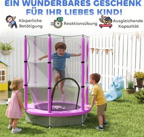 AIYAPLAY Trampolina dla dzieci z siatką bezpieczeństwa, do użytku wewnętrznego i zewnętrznego, 3-6 lat, Fioletowy