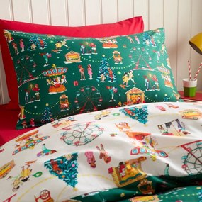 Zielona bawełniana pościel dziecięca do łóżeczka 120x150 cm Christmas Fairground – Belle &amp; Boo