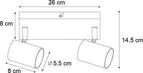 Nowoczesna lampa sufitowa czarna 2-punktowa regulowana prostokątna - Jeana