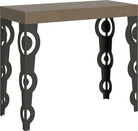 Konsola rozkładana 90x40/196 cm Karamay Small Szaro-beżowy rama w kolorze Antracytu