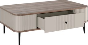 Stolik kawowy Vesper 103x60 cm z szufladą - kaszmir / orzech / czarne nogi