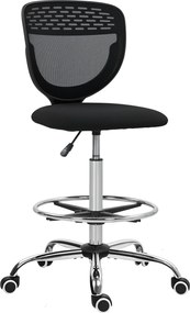 Vinsetto Fotel biurowy, fotel roboczy, krzesło biurowe, regulowane, tapicerowane, Czarny