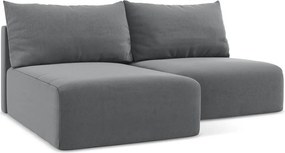 Szary aksamitny rozkładany/ze schowkiem narożnik (lewostronny/z szezlongiem) Kalena – Makamii