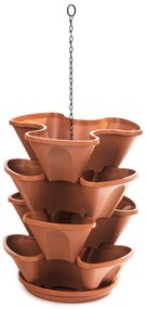 Doniczka kaskadowa wisząca trzypiętrowa, terakota, 33 cm