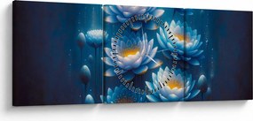 Obraz - Lilie wodne pod powierzchnią (z zegarem) (90x30 cm)