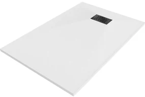 Mexen Hugo brodzik prostokątny SMC 130 x 80 cm, biały, maskownica czarna - 42108013-B