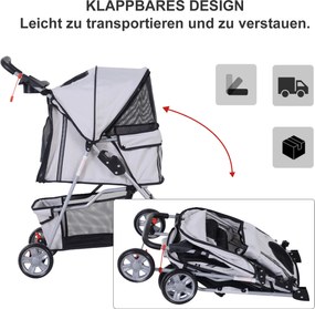 Outsunny Wózek dla Psa Kota Składany Srebrny Lekki do 15kg | Aosom PL