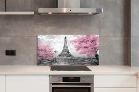 Szklany Panel Wiosna w Paryżu pod Drzewami