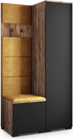 Masseno Garderoba LORI 95/181/51 cm Nowoczesna Szafa do Przedpokoju Dąb lefkas, MONOLITH 48 (Żółty)