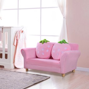 HOMCOM Sofa dziecięca fotel dziecięcy sofa kanapa dzieci pokój dziecięcy sofa dwuosobowa sofa z motywem truskawek