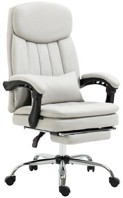 HOMCOM Fotel biurowy ergonomiczny z wysuwanym podnóżkiem obciążenie do 120 kg kremowy | Aosom PL