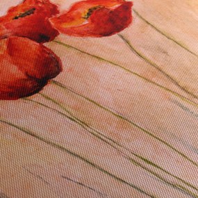 Obraz - Czerwone tulipany (z zegarem) (90x30 cm)
