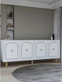 Komoda – 180 cm x 78,6 cm x 35 cm – Biała – Płyta wiórowa