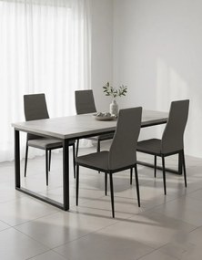 Komplet 4 jasnoszarych metalowych krzeseł tapicerowanych M2-D32