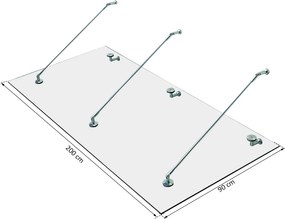 HOMCOM Nowoczesny Daszek nad Drzwi ze Szkła Hartowanego i Stali Nierdzewnej 200x90cm
