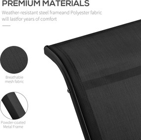 Outsunny Zestaw leżaków ogrodowych z stolikiem 2 sztuki Oddychająca tkanina Stabilna konstrukcja Czarny | Aosom PL