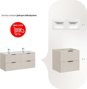 Szafka łazienkowa Adel 120 cm z podwójną umywalką wpuszczaną, kaszmir