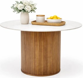 Okrągły stół z lamelami z marmurkowym blatem A0-F72