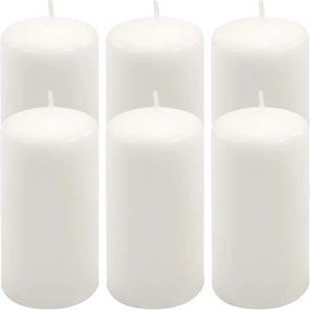 Zestaw świec filarowych, 11,5 cm, Ø 6 cm, białe, 6 szt.