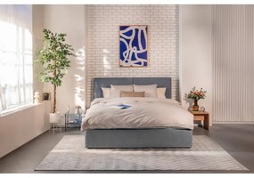 Niebieskie tapicerowane łóżko dwuosobowe ze schowkiem i stelażem 180x200 cm Thessa Bold – Bonami Selection