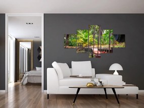 Obraz - Drewniana łódź na kanale, Tajlandia (125x70 cm)