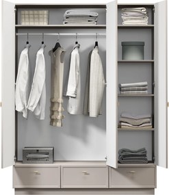 Szafa Lorini 150 cm z półkami - kaszmir / złote uchwyty T-bar