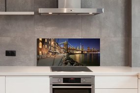 Panel szklany do Kuchni Nocne Odbicia w Rzece